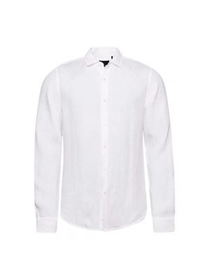 Lniana koszula z długim rękawem relaxed fit Superdry biała