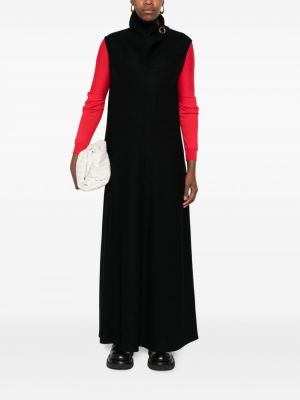 Plstěné vlněné dlouhé šaty Jil Sander černé