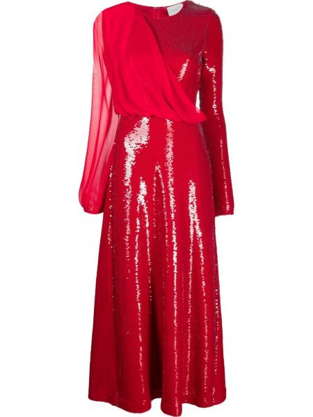 Плисирана вечерна рокля с пайети Giambattista Valli червено