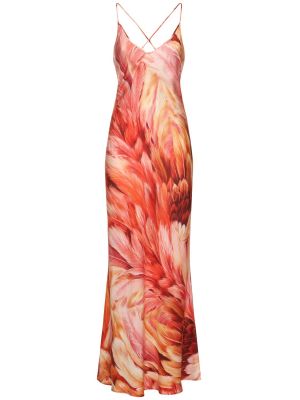 Копринена макси рокля Roberto Cavalli оранжево