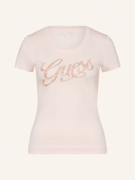 Tričko s perlami Guess růžové