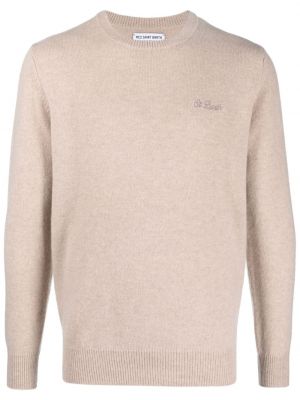 Vlněný svetr s výšivkou Mc2 Saint Barth hnědý
