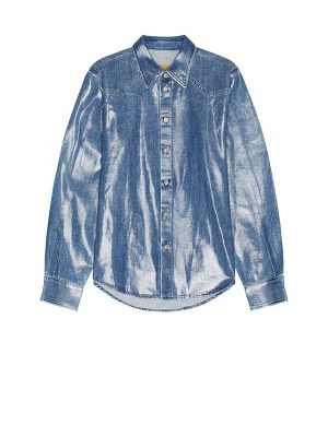Camicia jeans con bottoni di piuma Mm6 Maison Margiela blu