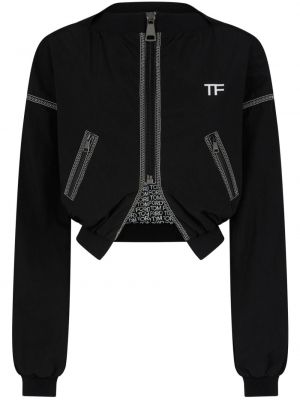 Czarna haftowana kurtka bomber Tom Ford