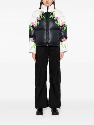 Květinová péřová bunda s potiskem Cynthia Rowley černá