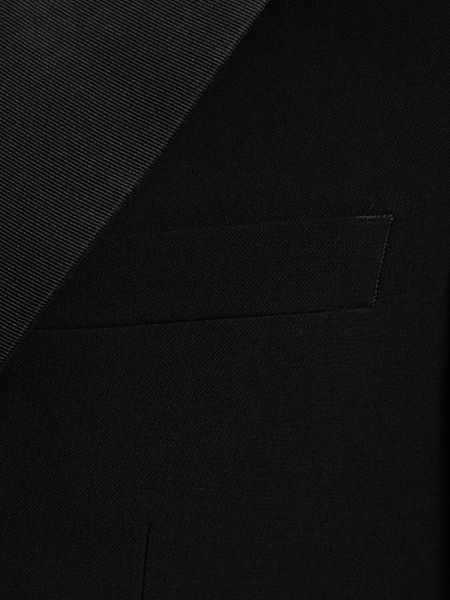 Volnena ukrojena obleka iz krep tkanine Giorgio Armani črna