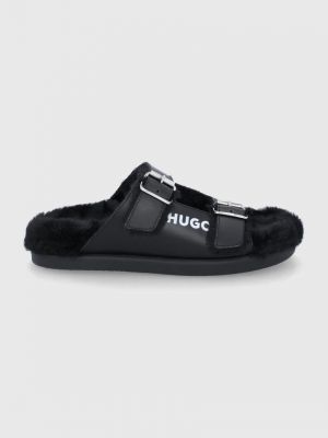 Kožené pantofle Hugo černé