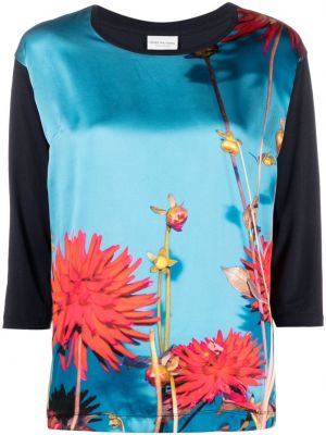 Блуза на цветя с принт Dries Van Noten Pre-owned синьо