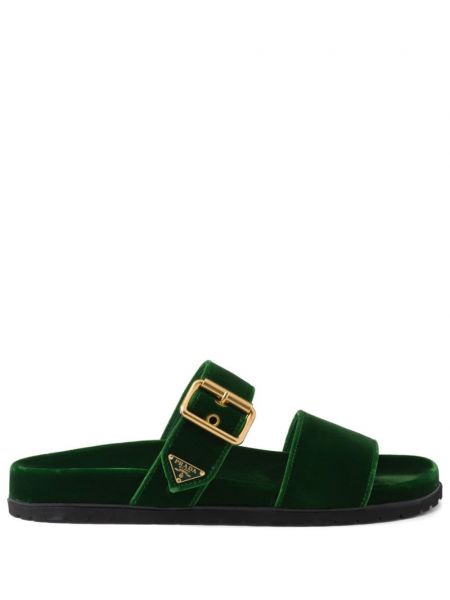 Кадифени ниски обувки Prada зелено