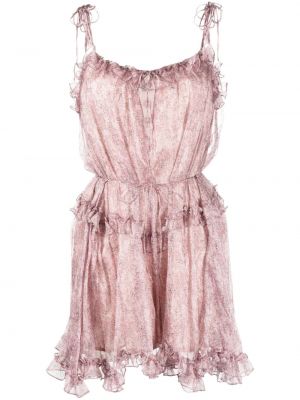 Abstraktas zīda kleita ar apdruku Pnk rozā