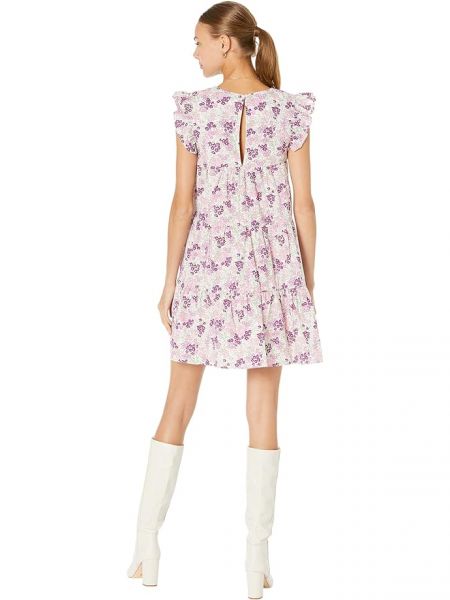 Платье мини в цветочек с принтом English Factory розовое