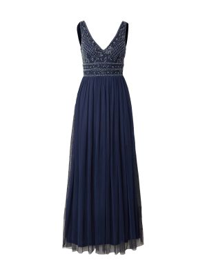 Večernja haljina s biserima s čipkom Lace & Beads plava