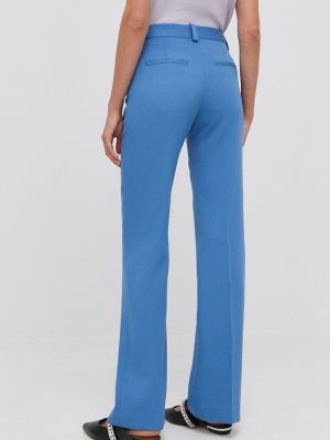 Vlněné kalhoty s vysokým pasem Victoria Beckham modré