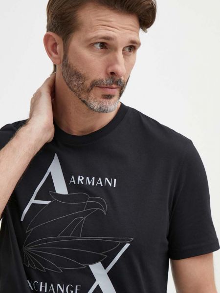 Koszulka bawełniana z nadrukiem Armani Exchange czarna