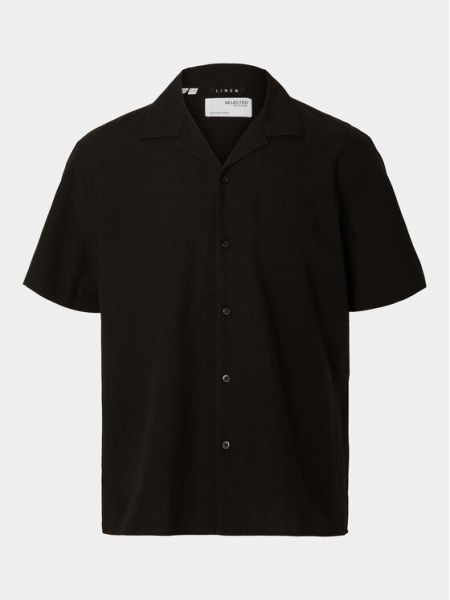 Relaxed ленена риза Selected Homme черно