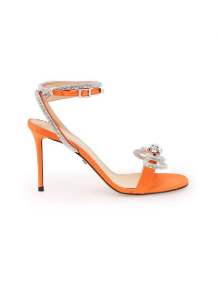 Satynowe sandały Mach & Mach pomarańczowe