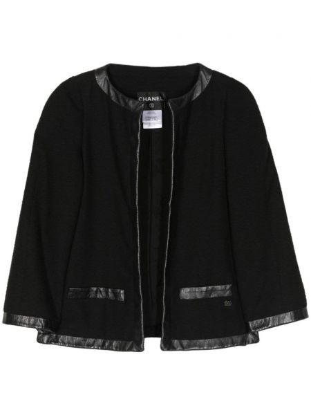 Tweed hosszú kabát Chanel Pre-owned fekete