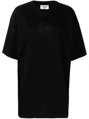 Оверсайз футболка с вышивкой Balenciaga, черная