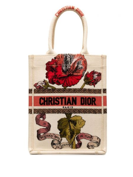 Haftowana shopperka Christian Dior Pre-owned brązowa