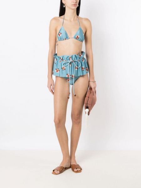 Bikini à fleurs drapé Adriana Degreas bleu