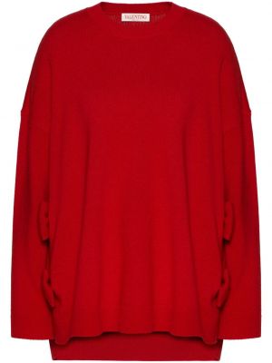 Sweter z kokardką wełniany Valentino Garavani czerwony