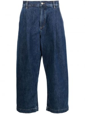 Proste jeansy relaxed fit plisowane Studio Nicholson niebieskie
