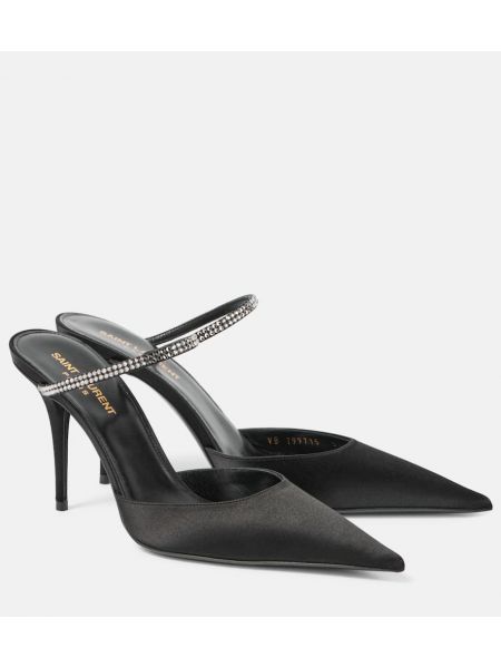 Mules i satin Saint Laurent svart