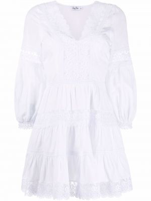 Кружевное ажурное платье мини на шнуровке Charo Ruiz Ibiza, белый