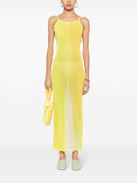 Sukienka długa z siateczką Acne Studios żółta