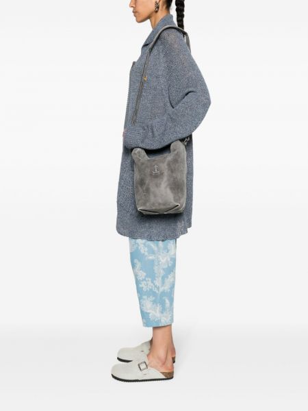 Kožená shopper kabelka Vivienne Westwood šedá