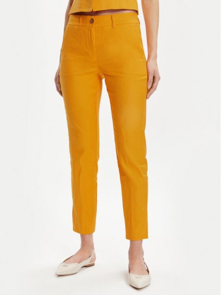 Bavlnené priliehavé nohavice Marella oranžová