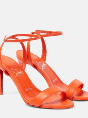 Kožené kožené sandále Christian Louboutin oranžová