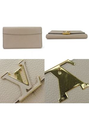 Cartera de cuero Louis Vuitton Vintage beige