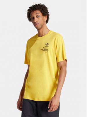 Bavlněné tričko s potiskem Adidas žluté