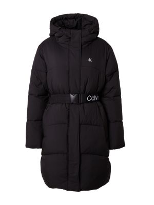 Пухено зимно палто Calvin Klein Jeans черно