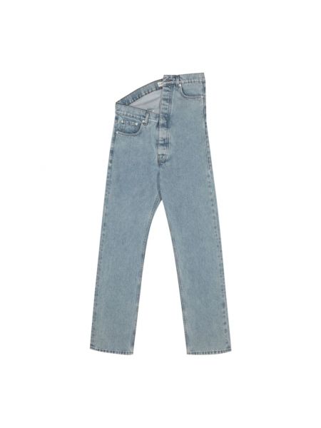 Niebieskie proste jeansy asymetryczne Y/project