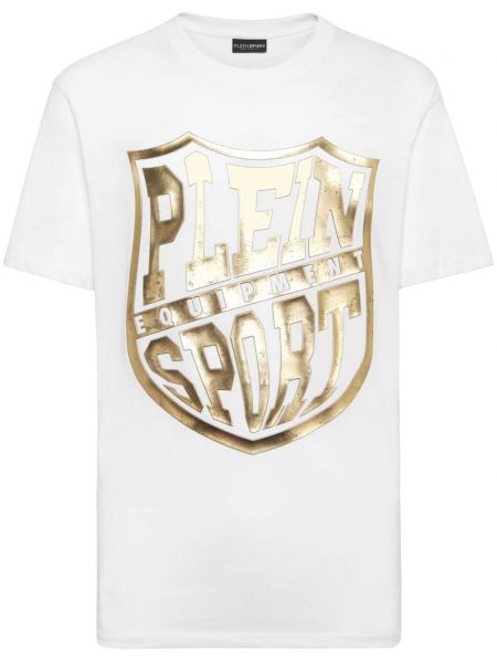 Βαμβακερή αθλητική μπλούζα με σχέδιο Plein Sport λευκό