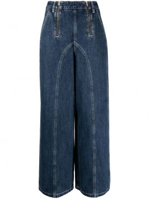 Voľné džínsy s vysokým pásom Self-portrait modrá