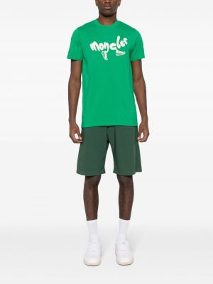 Bavlněné tričko s potiskem Moncler zelené