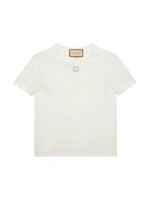 Koszulka bawełniana z dżerseju Gucci biała