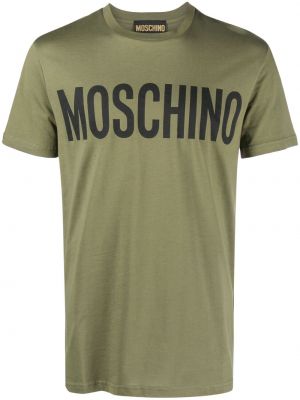 Bavlněné tričko s potiskem Moschino zelené
