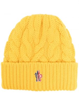 Haftowana czapka Moncler Grenoble żółta