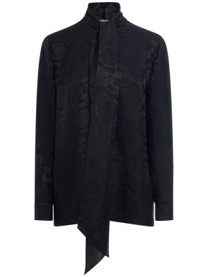 Camisa de seda de tejido jacquard Versace negro
