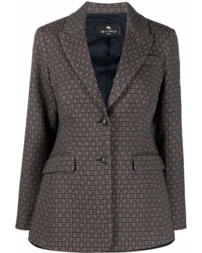 Trykt lang blazer Etro blå