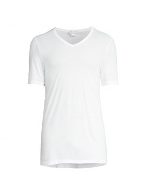 Хлопковая футболка с v-образным вырезом Hanro белая