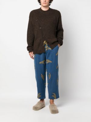 Bavlněné rovné kalhoty s výšivkou Baziszt