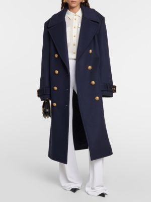 Vlněný kabát Balmain modrý