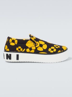 Sneakersy w kwiatki wsuwane Marni żółte
