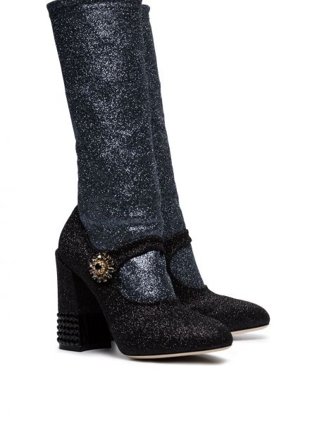 Iš natūralios odos auliniai batai Dolce & Gabbana juoda