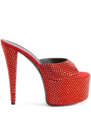 Sandały z kryształkami Giuseppe Zanotti czerwone